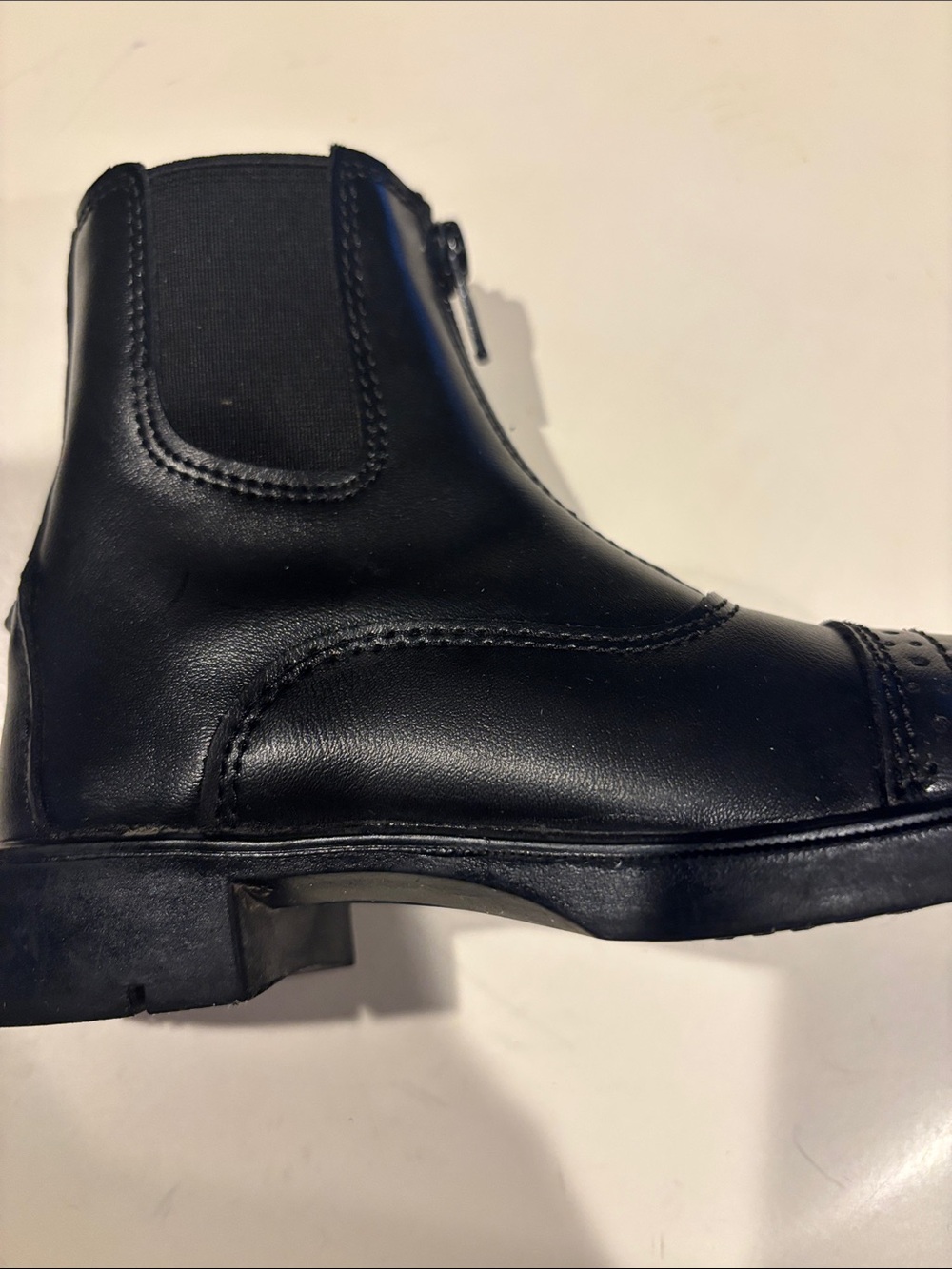 Kids Black Front-Zip Leather Chelsea Boots - Picture 9 of 16